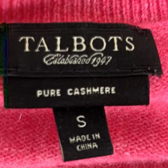 TALBOTS Pure Cashmere Sweater Small Hot Pink EUC - Picture 4 of 5